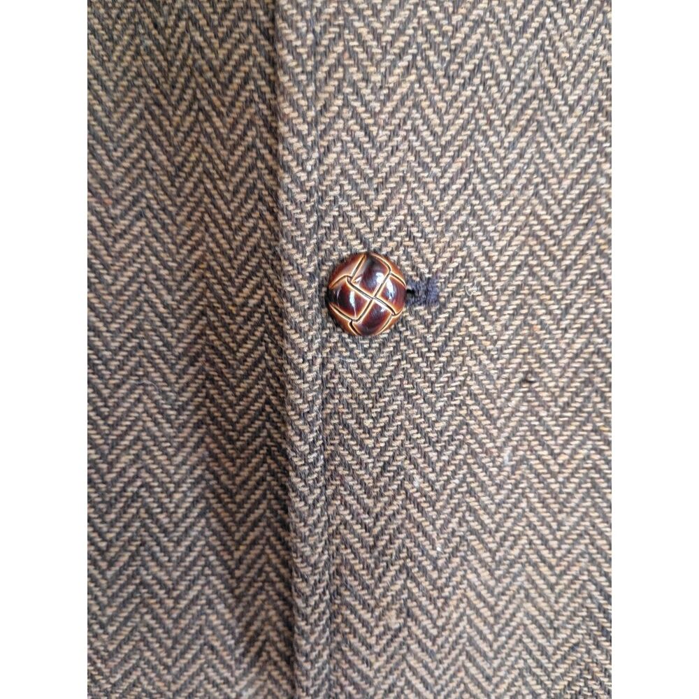 Vintage Men's Herringbone Vest Brown Sz 2XL Button Front V-Neck Fully Lined Wool - Picture 9 of 12